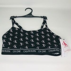 Calvin Klein One M Black Logo Adjustable Strap Bra